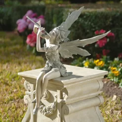Sitting Fairy Flutist Statue