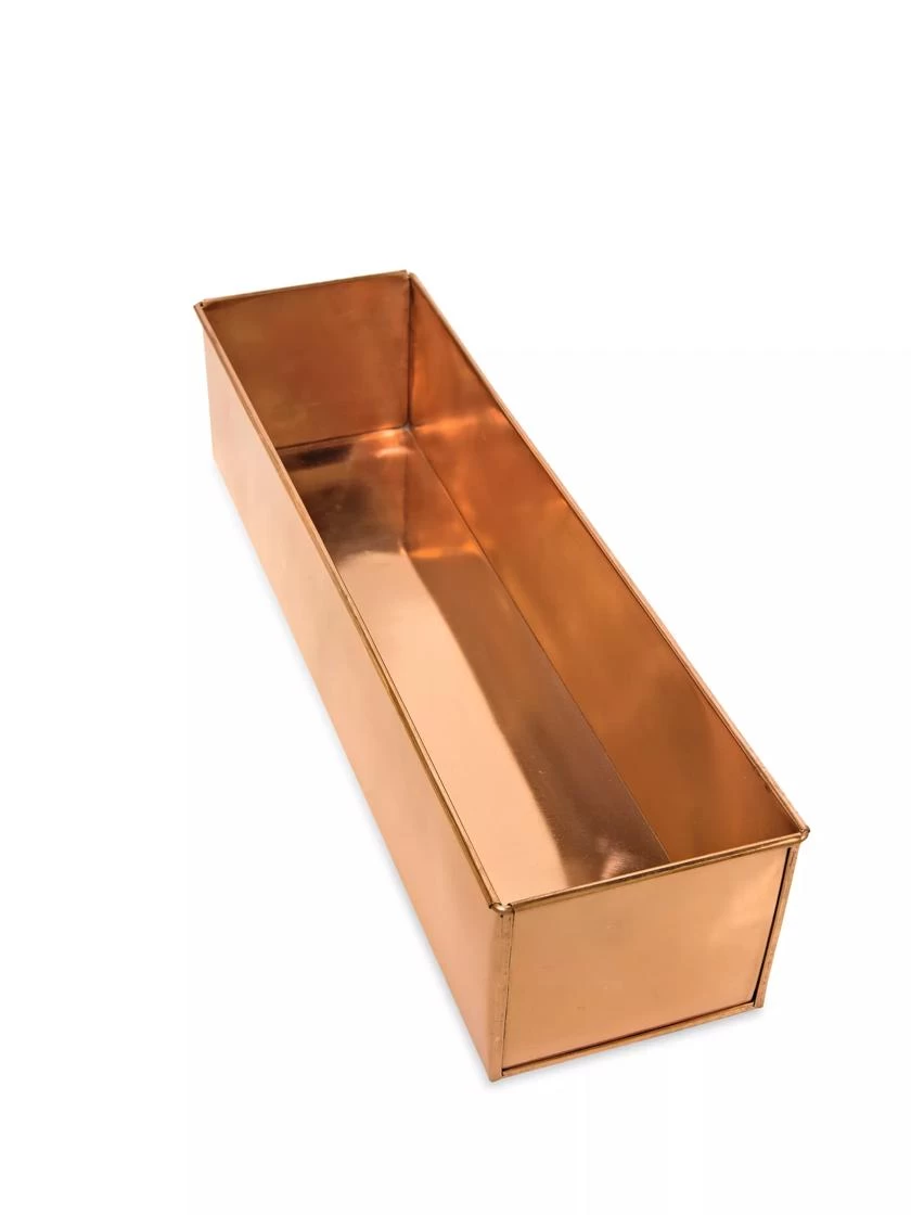 Tall Rectangular Copper Plant Tray, 18" X 5" X 4" - Image 5