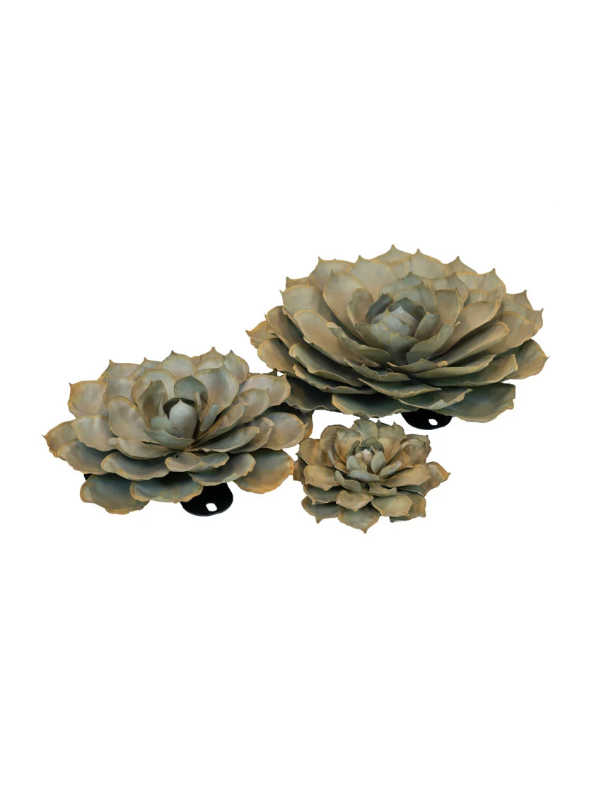 Desert Steel Blue Rose Succulent Sculpture
